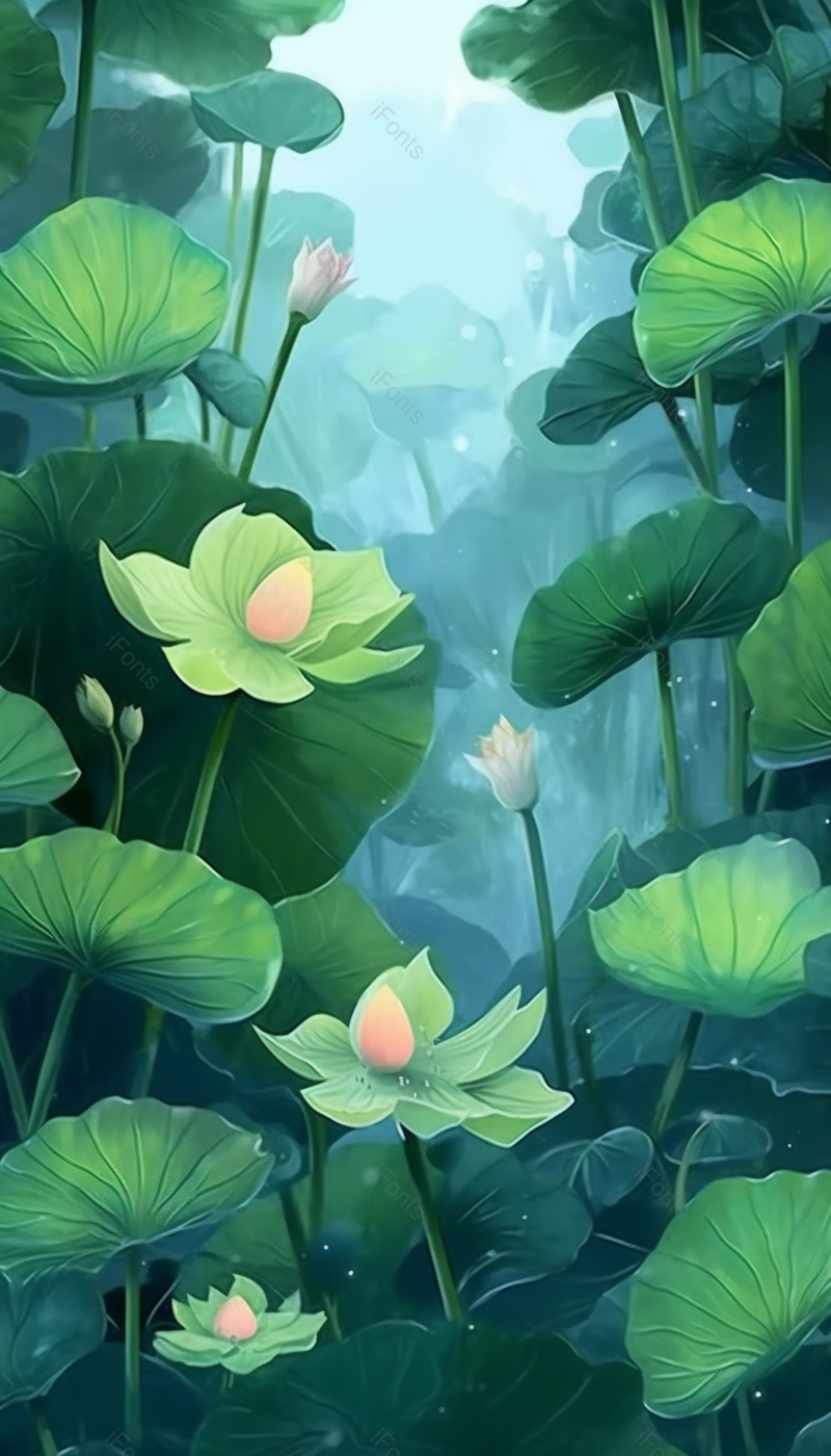 绿色节气荷花叶子插画背景,插画/手绘图,插画/手绘图库,插画/手绘图下载,插画/手绘